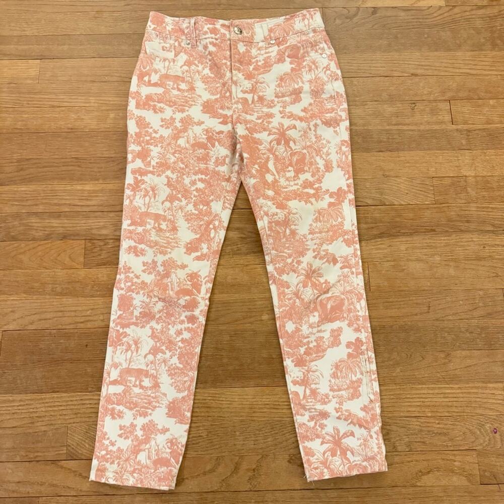 Elie Tahari coral cream tropical high-rise straight leg ankle pants size 6
b17
